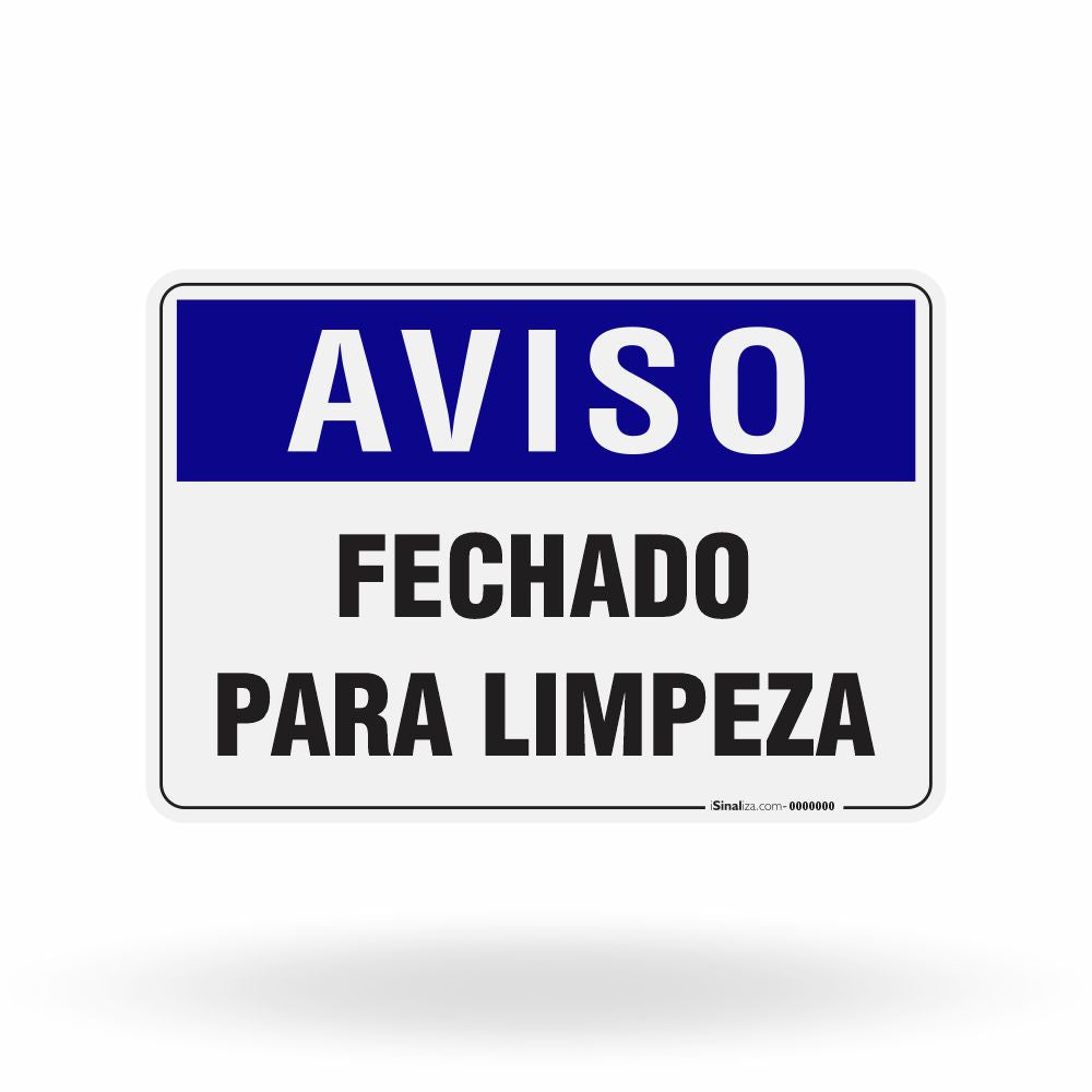 Placa Aviso - Fechado para Limpeza