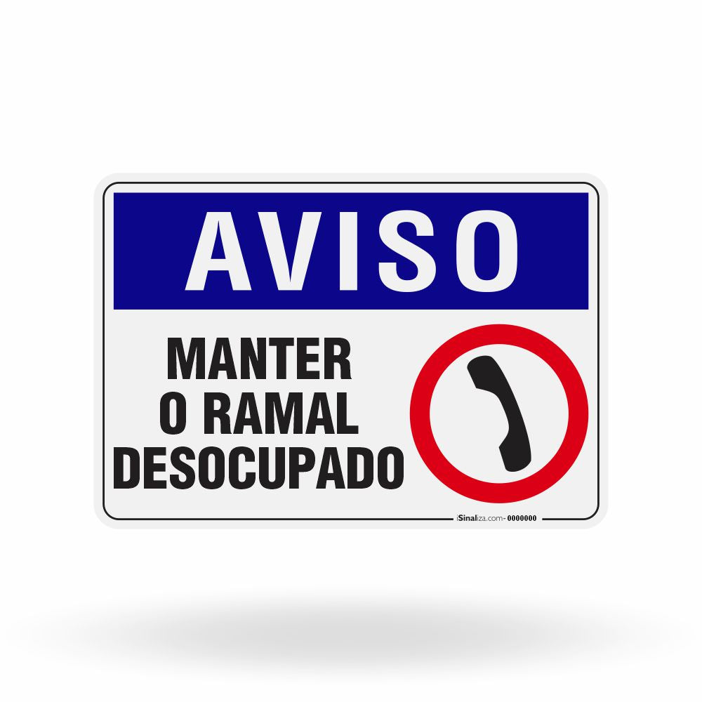 Placa Aviso - Manter o Ramal Desocupado