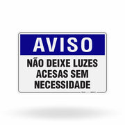 Placa Aviso - Não Deixe Luzes Acesas Sem Necessidade