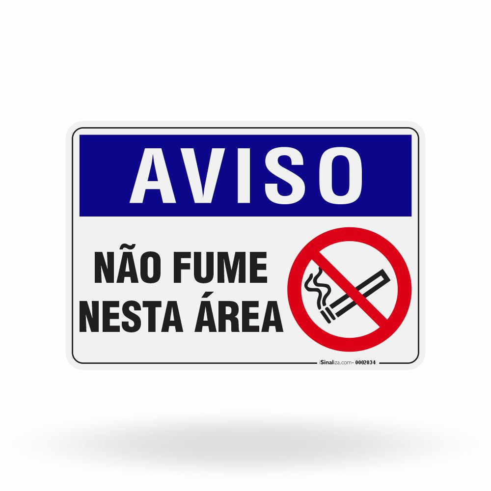 Placa Aviso  Não Fume Nesta Área