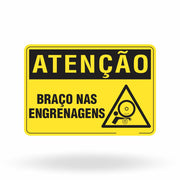 Placa Atenção - Cuidado com o Braço nas Engrenagens