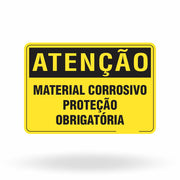 Placa Atenção - Material Corrosivo Proteção Obrigatória