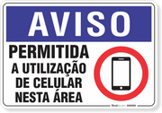 Placa Aviso  Permitida A Utilização De Celular Nesta Área