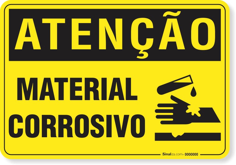 Placa Atenção Material Corrosivo
