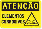 Placa Atenção Elementos Corrosivos