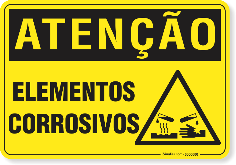 Placa Atenção Elementos Corrosivos
