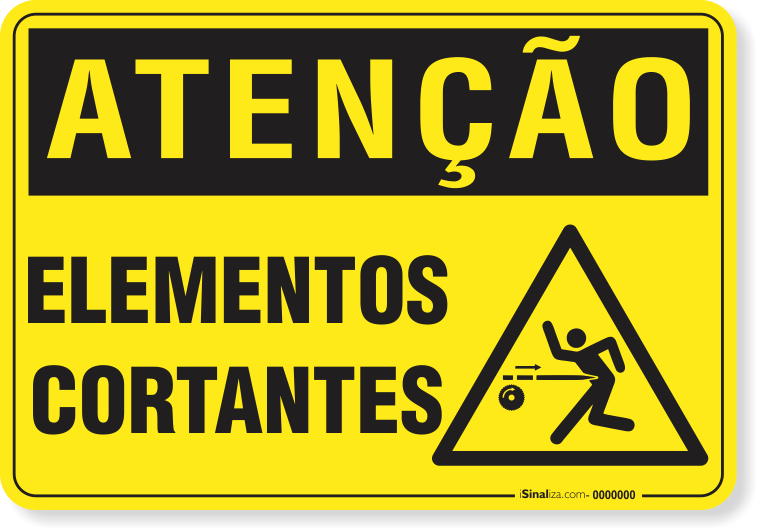 Placa Atenção Elementos Cortantes
