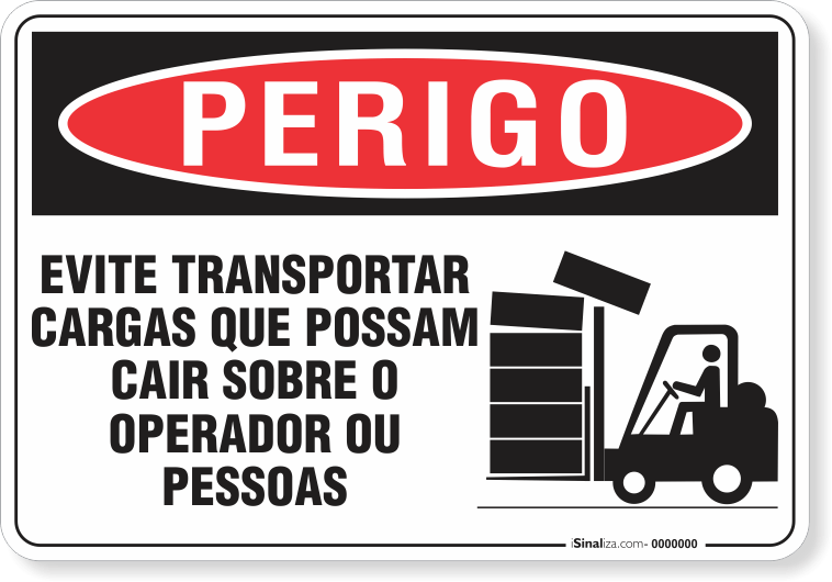 Placa Perigo Evite Transportar Cargas Que Possam Cair Sobre Pessoas