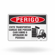Placa Perigo - Evite Transportar Cargas Que Possam Cair Sobre Pessoas
