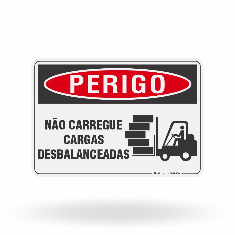 Placa Perigo - Não Carregue Cargas Desbalanceadas
