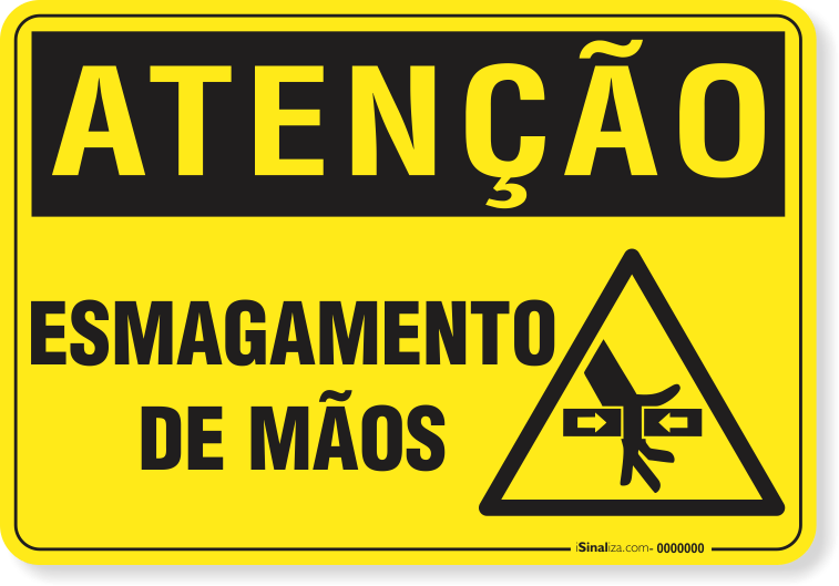 Placa Atenção Esmagamento De Mãos