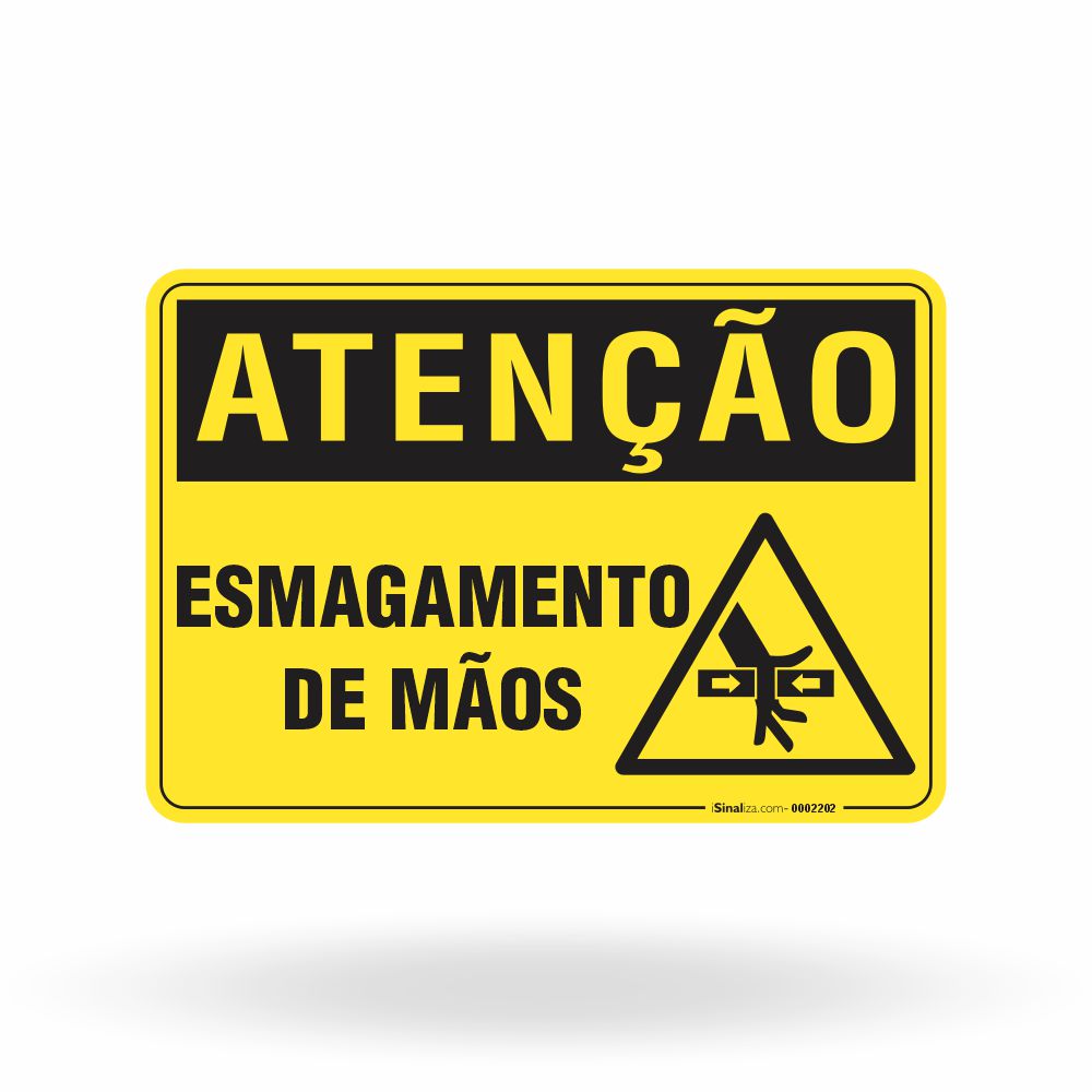 Placa Atenção - Esmagamento de Mãos
