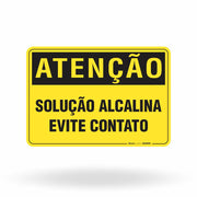Placa de Atenção - Solução Alcalina Evite Contato