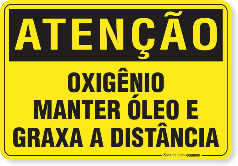 Placa Atenção Oxigênio Manter Óleo E Graxa A Distância