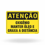 Placa Atenção - Oxigênio: Manter Óleo e Graxa a Distância