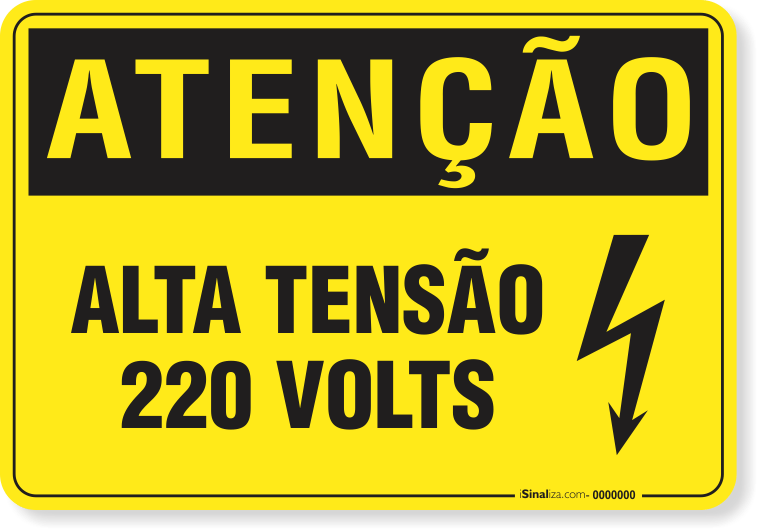 Placa Atenção Alta Tensão 220 Volts