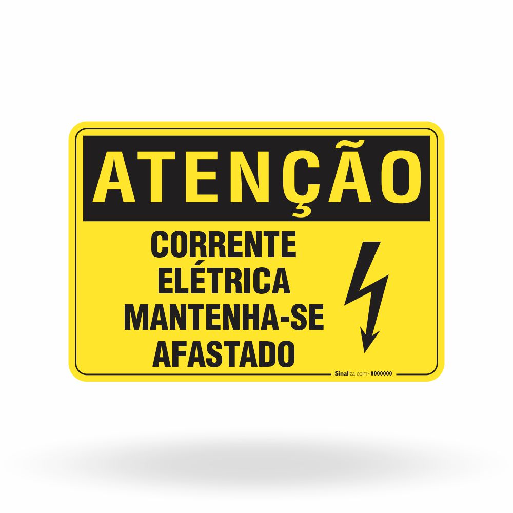 Placa Perigo - Corrente Elétrica, Mantenha-se Afastado