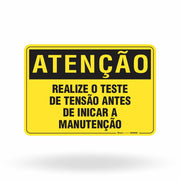 Placa Atenção - Realize o Teste de Tensão Antes de Iniciar a Manutenção