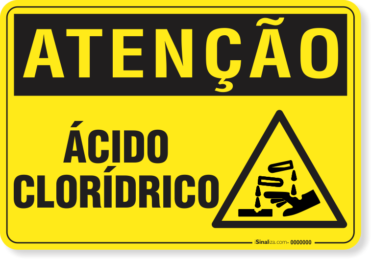 Placa Atenção Ácido Clorídrico