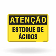 Placa Atenção - Estoque de Ácidos