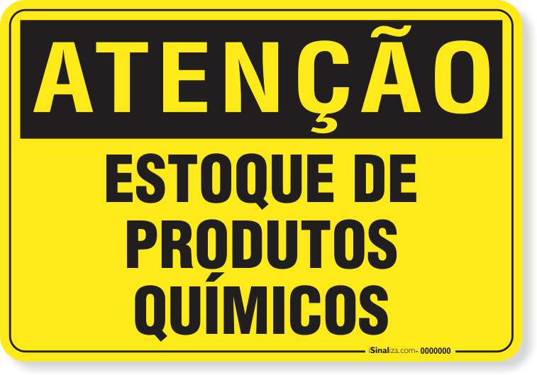 Placa Atenção Estoque De Produtos Químicos