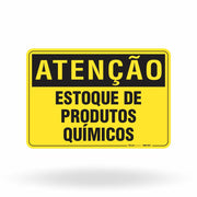 Placa Atenção - Estoque de Produtos Químicos