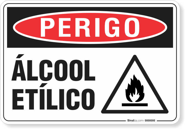 Placa Perigo Álcool Etílico