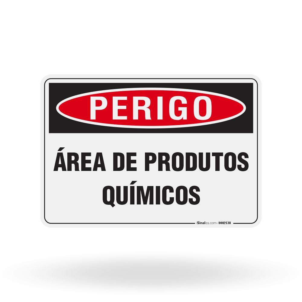 Placa Perigo - Área de Produtos Químicos