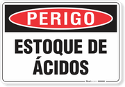 Placa Perigo Estoque De Ácidos