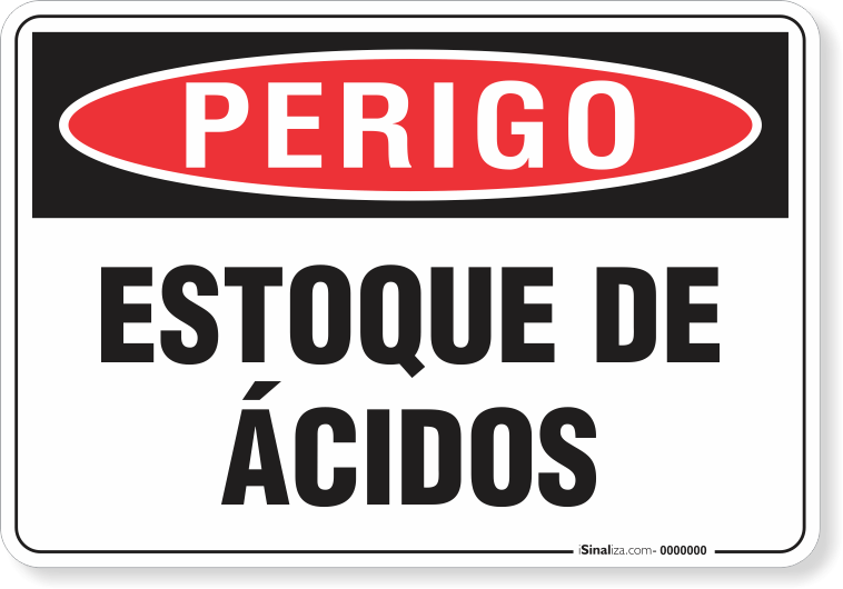 Placa Perigo Estoque De Ácidos