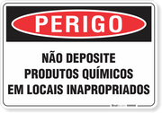 Placa Perigo Não Deposite Produtos Químicos Em Locais Inapropriados