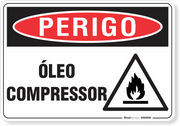 Placa Perigo Óleo Compressor