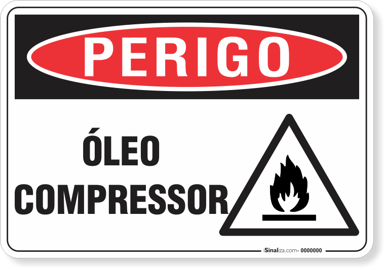 Placa Perigo Óleo Compressor