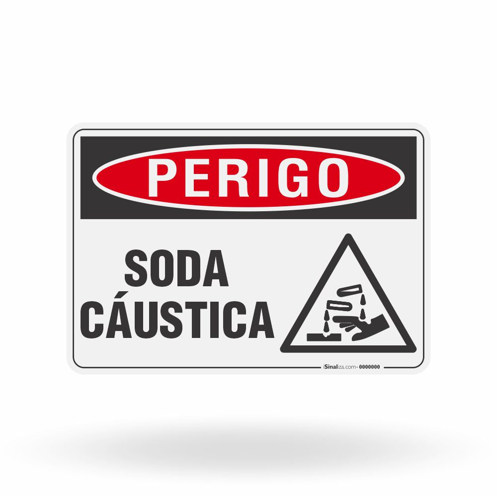 Placa Perigo - Soda Cáustica