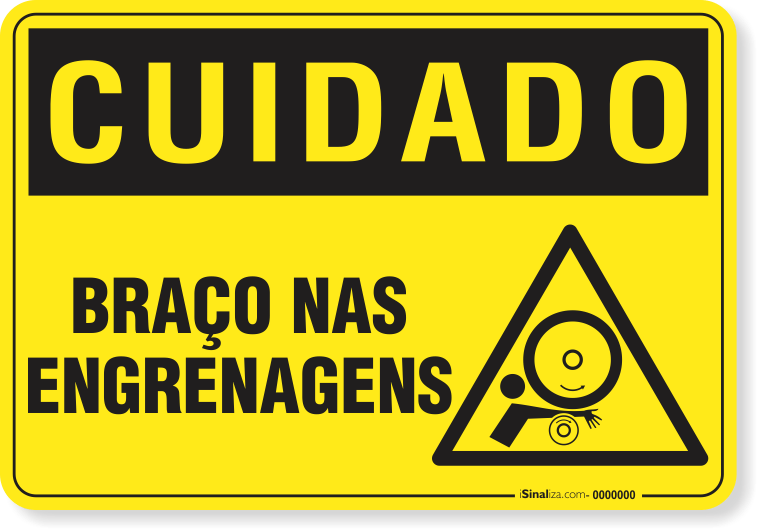 Placa Cuidado  Braço Nas Engrenagens