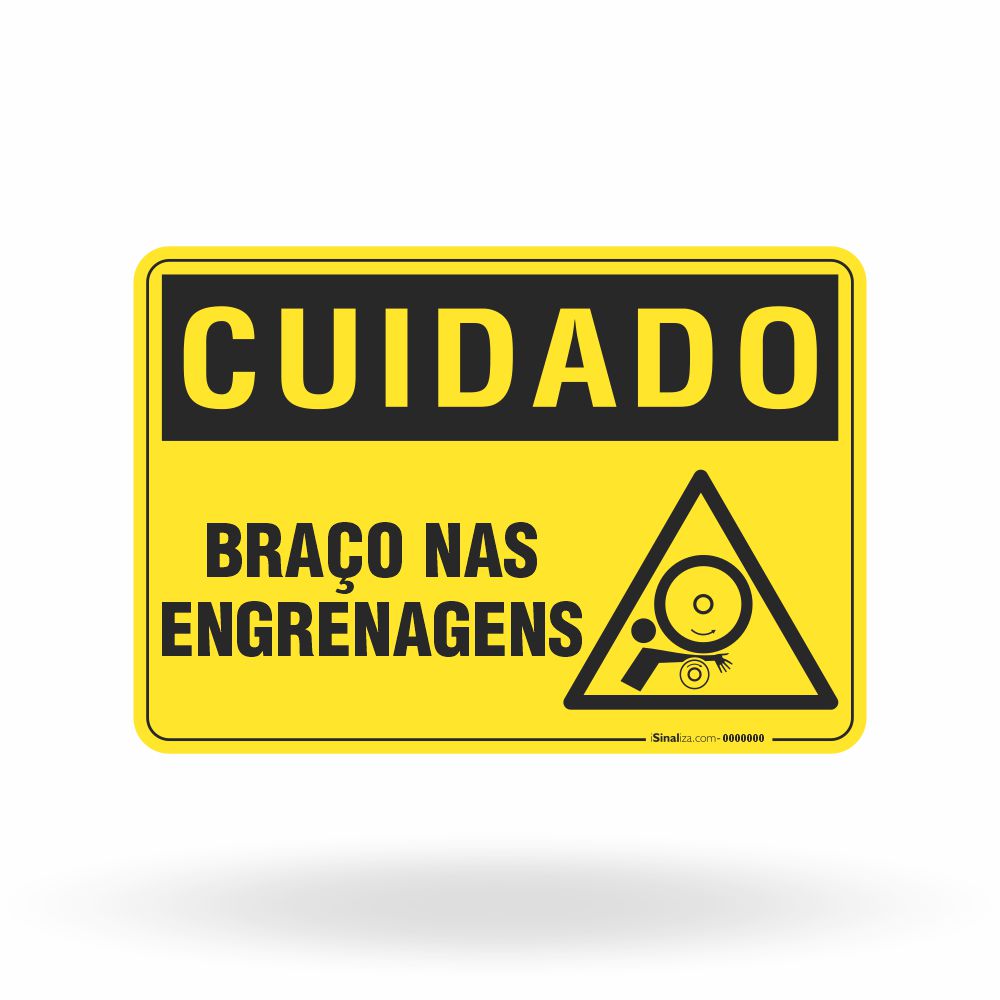 Placa Cuidado - Braço nas Engrenagens