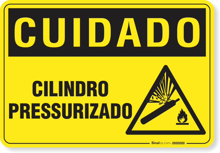 Placa Cuidado Cilindro Pressurizado