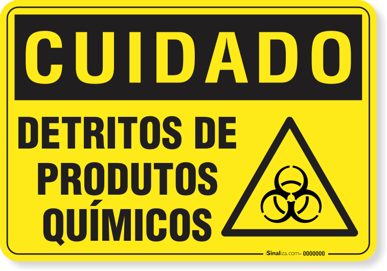 Placa Cuidado Detritos De Produtos Químicos