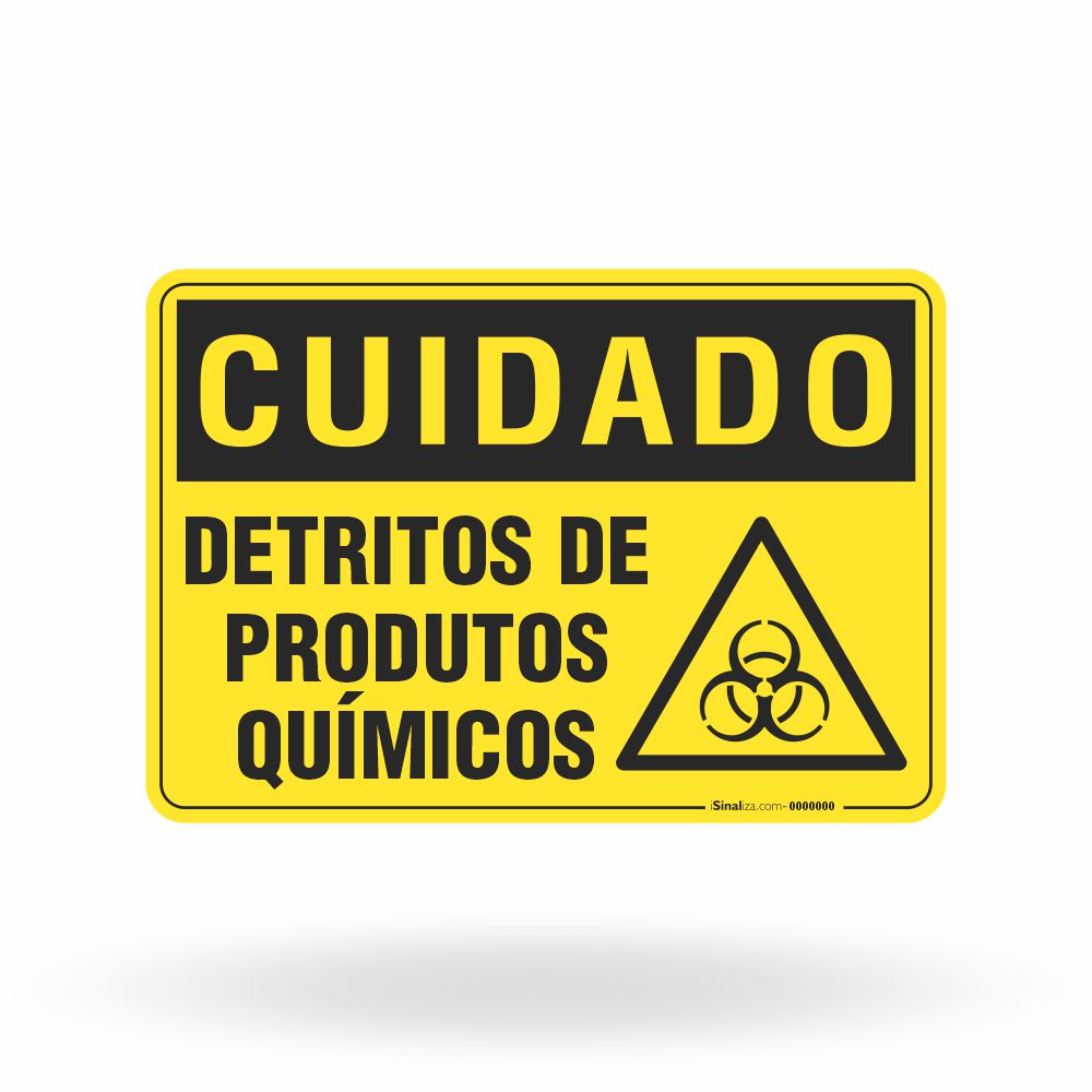 Placa Cuidado - Detritos de Produtos Químicos
