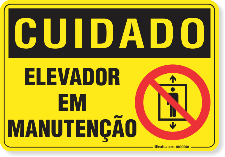 Placa Cuidado  Elevador Em Manutenção S1