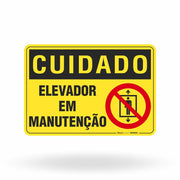 Placa Cuidado - Elevador em Manutenção