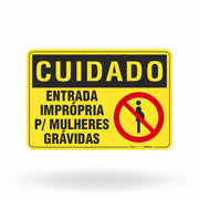 Placa Cuidado - Restrição de Acesso (Símbolo Gestante)