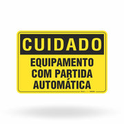 Placa Cuidado - Equipamento com Partida Automática