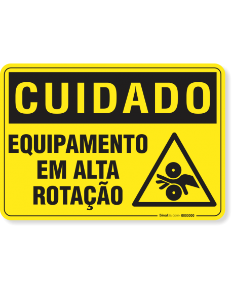 Placa Cuidado  Equipamento Em Alta Rotação S1