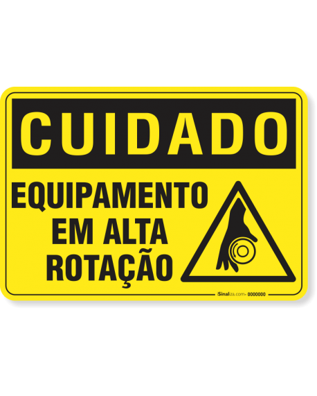 Placa Cuidado  Equipamento Em Alta Rotação S3