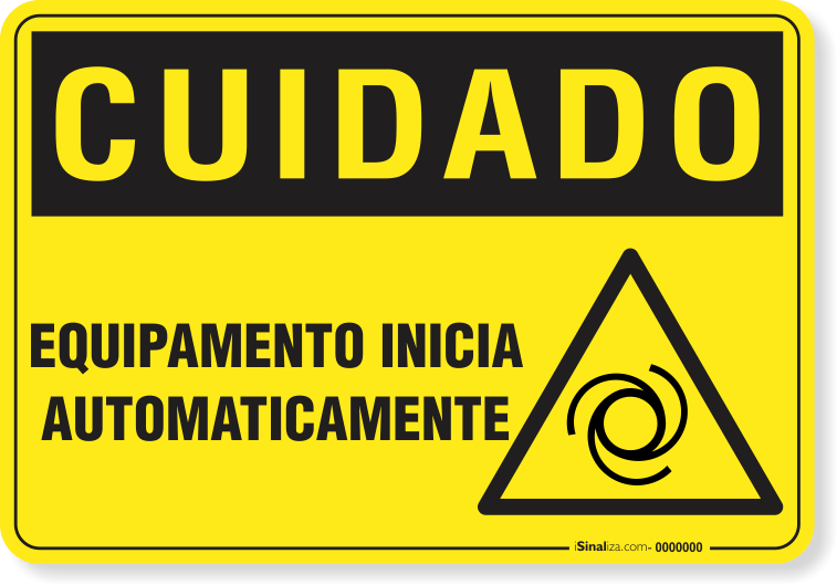 Placa Cuidado  Equipamento Inicia Automaticamente