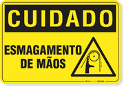 Placa Cuidado  Esmagamento De Mãos S2