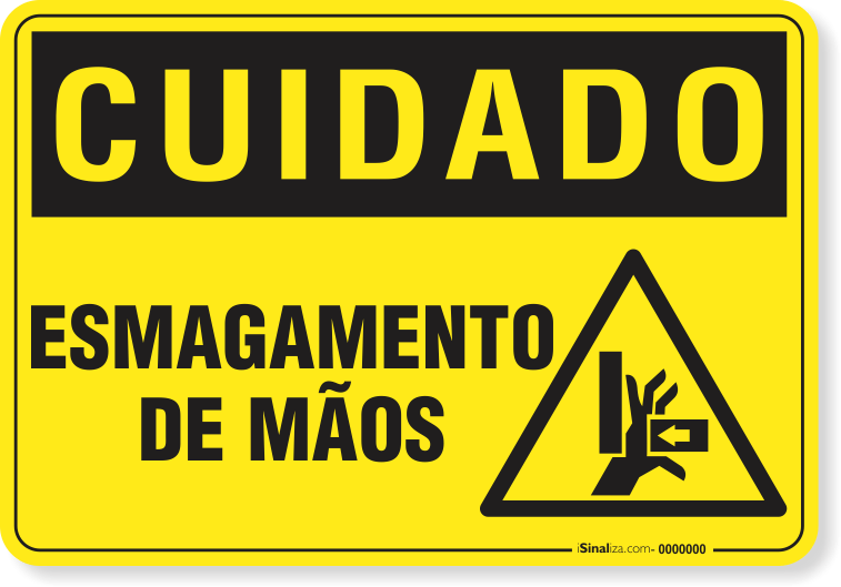 Placa Cuidado  Esmagamento De Mãos S3