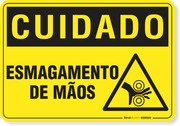 Placa Cuidado  Esmagamento De Mãos S4