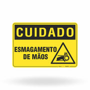 Placa Cuidado - Esmagamento de Mãos